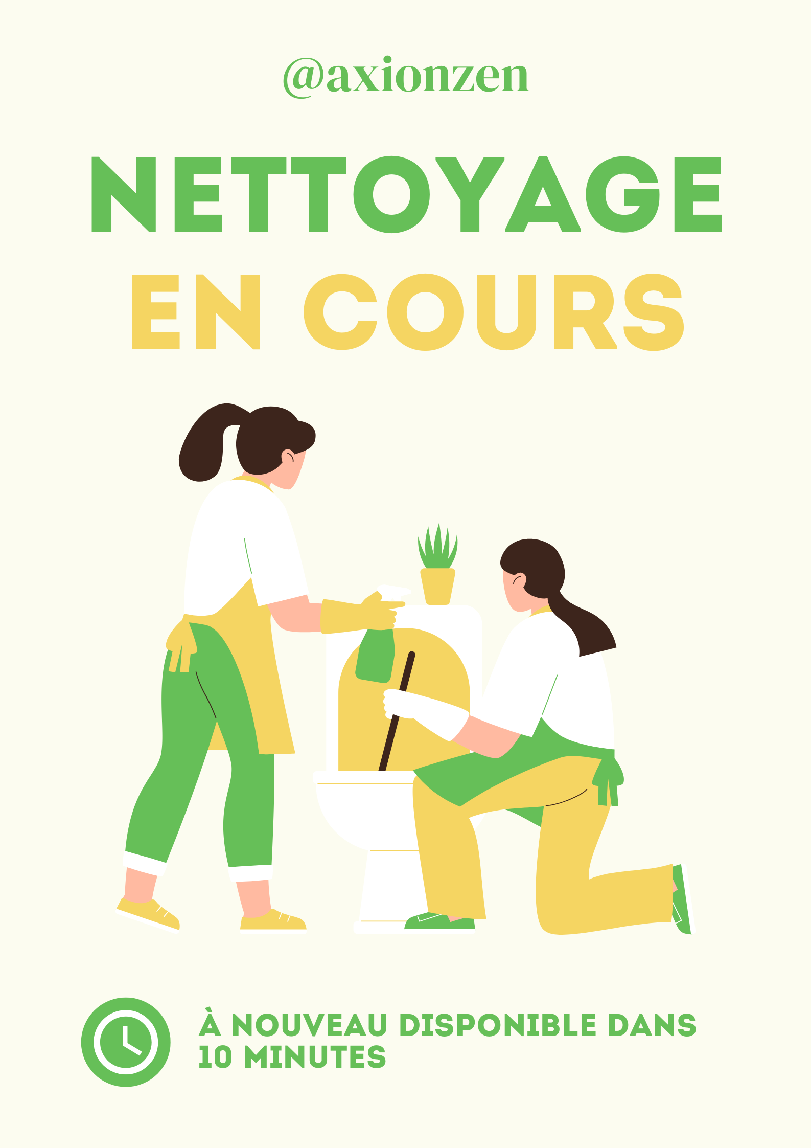 affiche nettoyage en cours